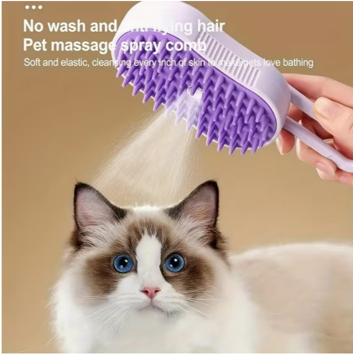 GroomVault™ 3-in-1 Steam Pet Brush – USB Rechargeable