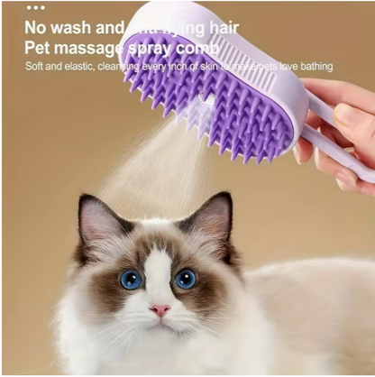 GroomVault™ 3-in-1 Steam Pet Brush – USB Rechargeable