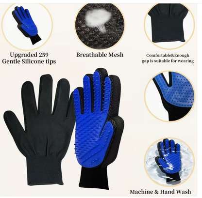 GroomVault™ Deshedding & Massage Pet Gloves (2-Pack)