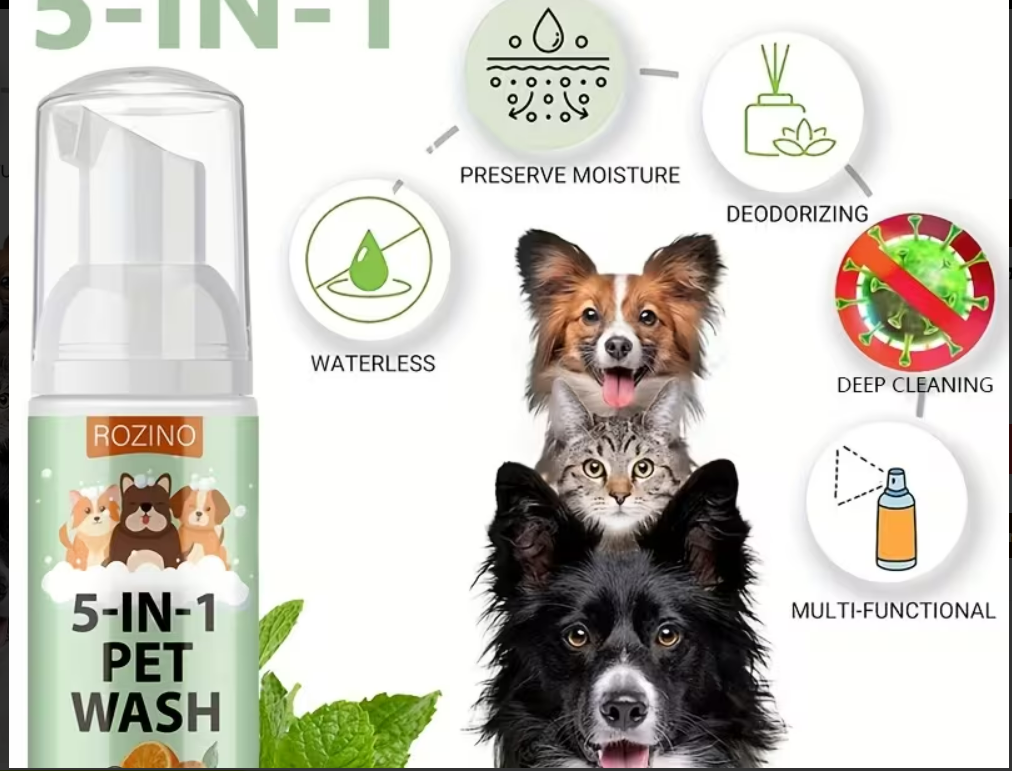 GroomVault™ 5-in-1 Waterless Pet Wash Mousse – 60ml | Cats & Dogs