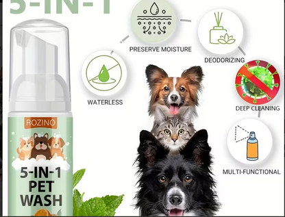GroomVault™ 5-in-1 Waterless Pet Wash Mousse – 60ml | Cats & Dogs